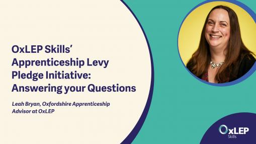 Thumbnail image of Leah with text introducing Apprenticeship Levy FAQ